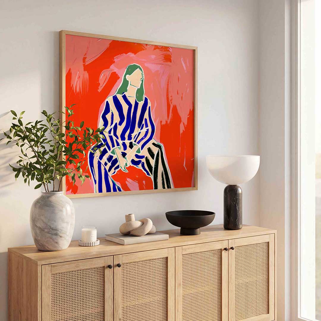 Gestreepte outfit – illustratie poster in vierkant formaat