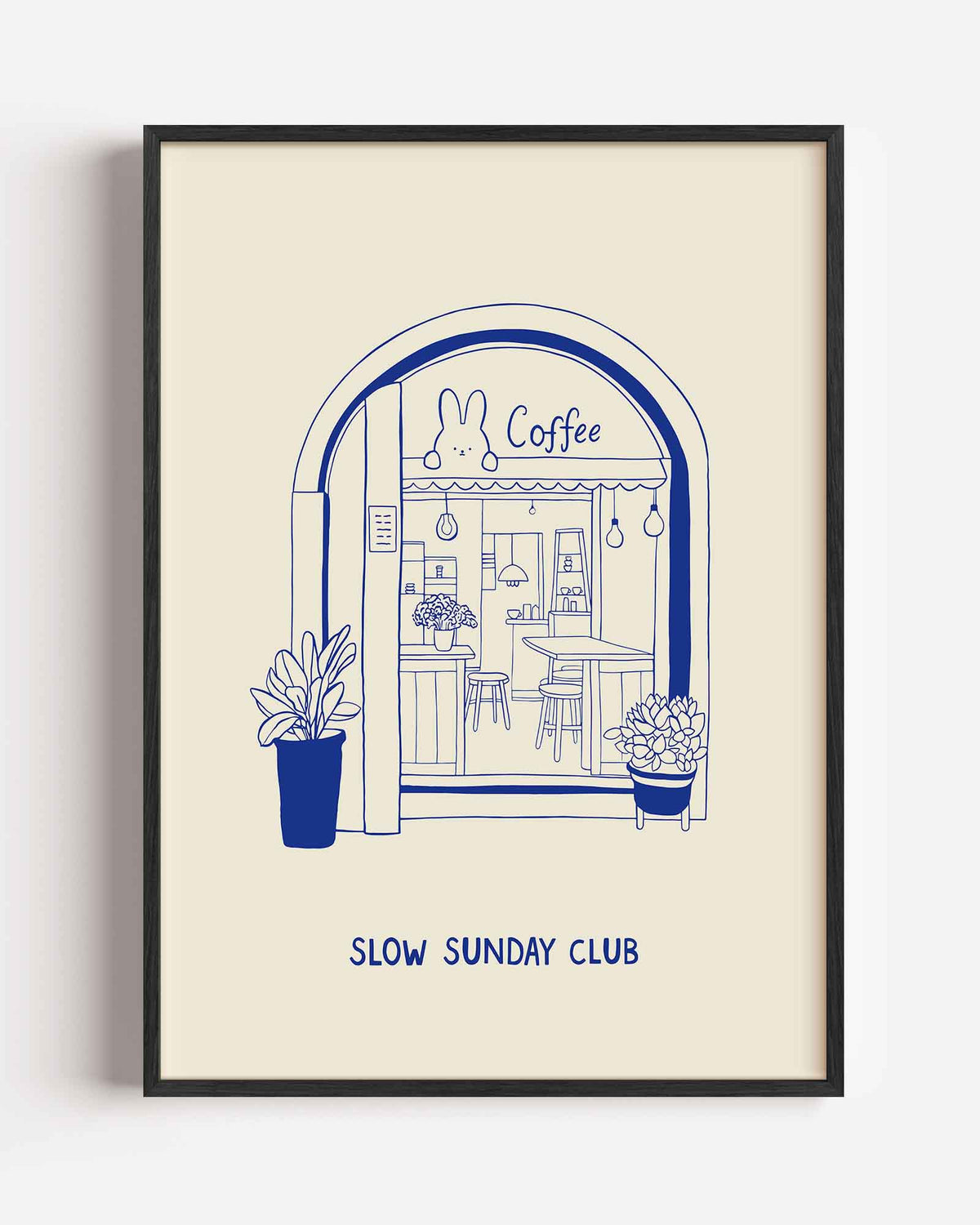 Koffiehuis illustratie – Aziatische portret poster als wanddecoratie