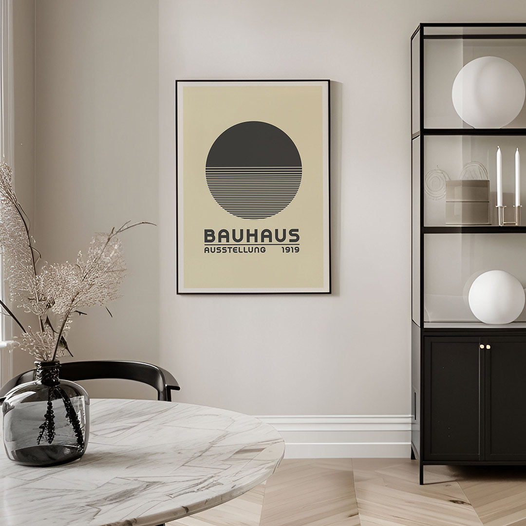 Cirkel en lijnen – geometrische Bauhaus poster in staand formaat