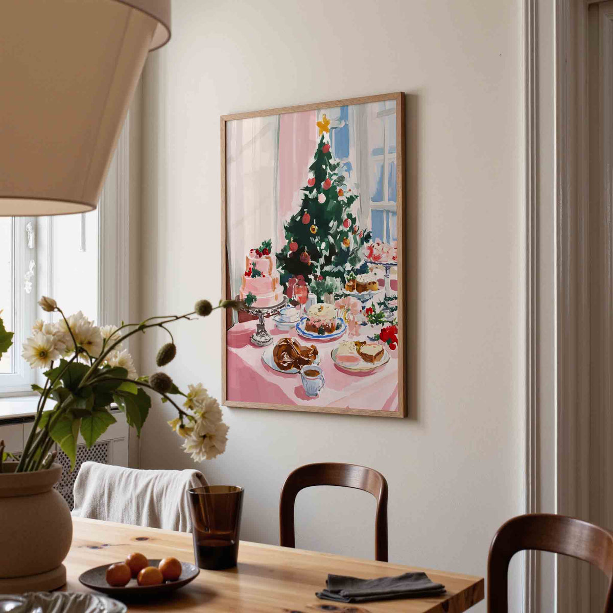Kersttafel met taart – kerstposter in staand formaat