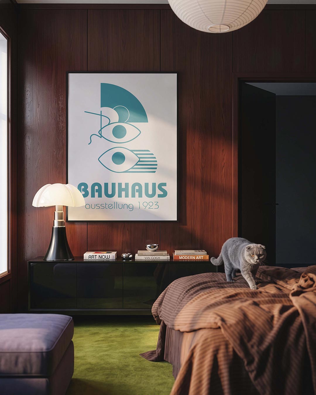 Vormen en ogen – geometrische Bauhaus poster in staand formaat