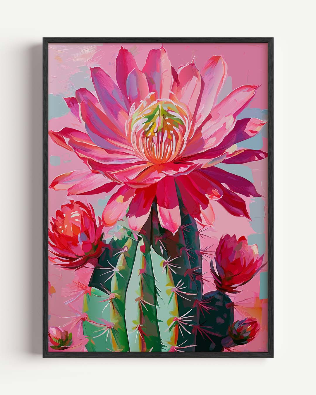 Bloeiende Cactus Kunstposter – paas portret poster als wanddecoratie