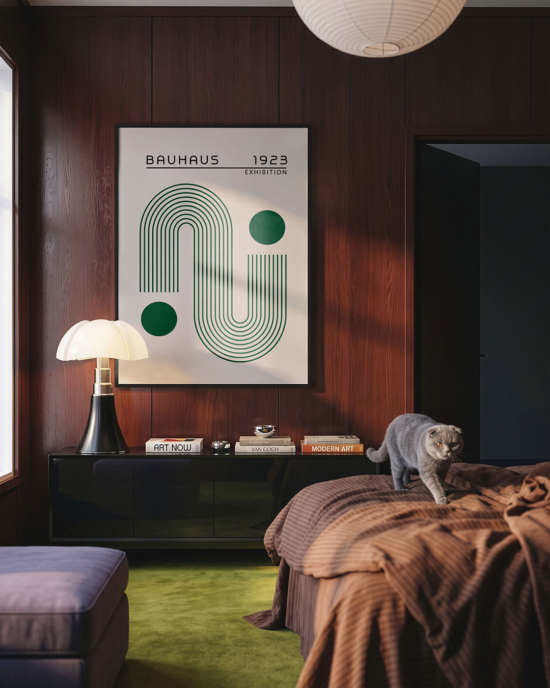Lijnen en cirkel – geometrische Bauhaus poster in staand formaat