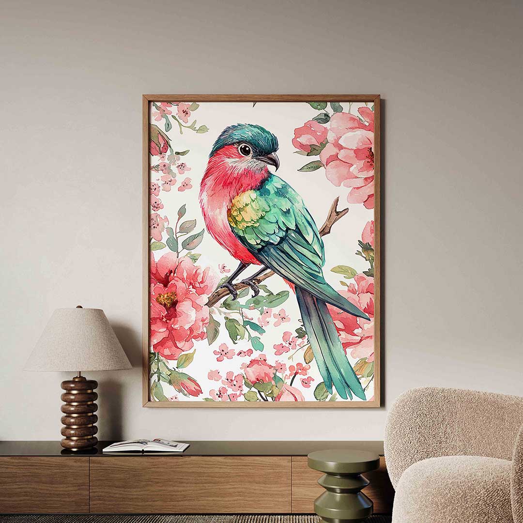 Vogels en bloemen – dieren poster in staand formaat