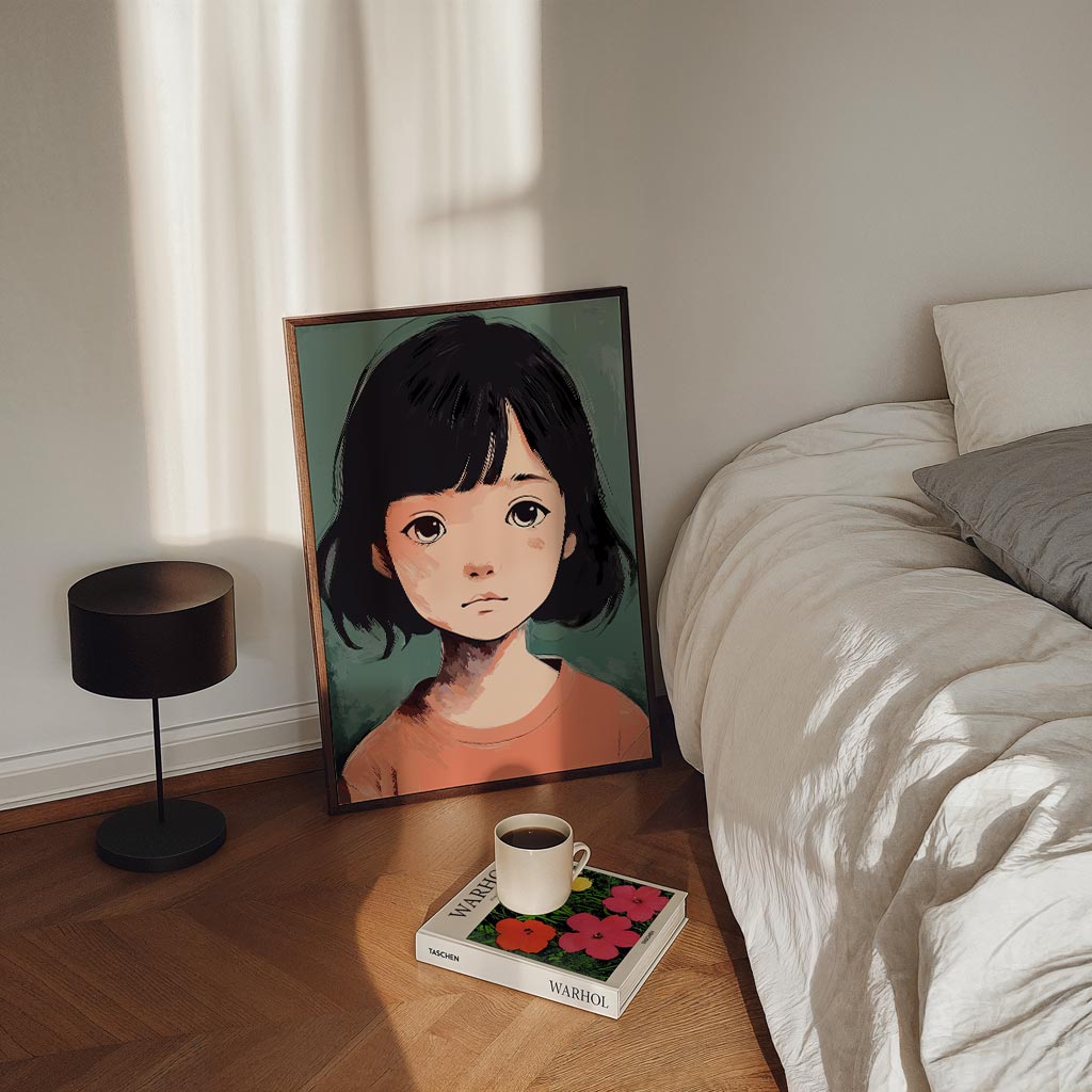 Dromerige Meisjesblik – staande Popart wanddecoratie van WallArtistic