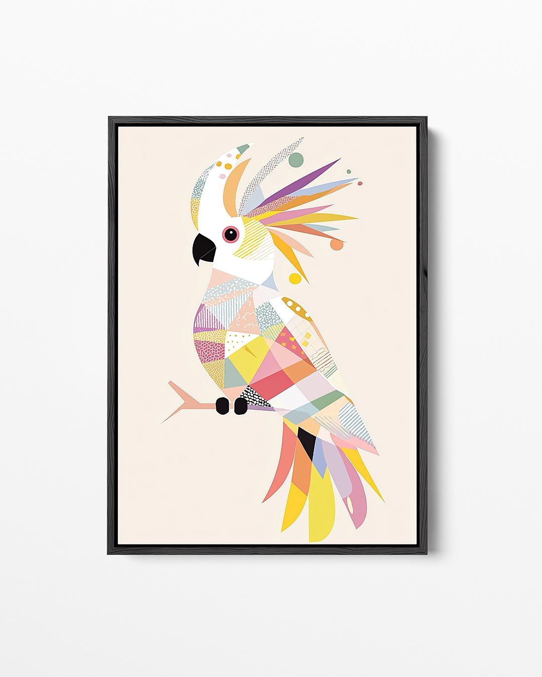 Vrolijke geometrische vogel – staand wanddecoratie kunstwerk