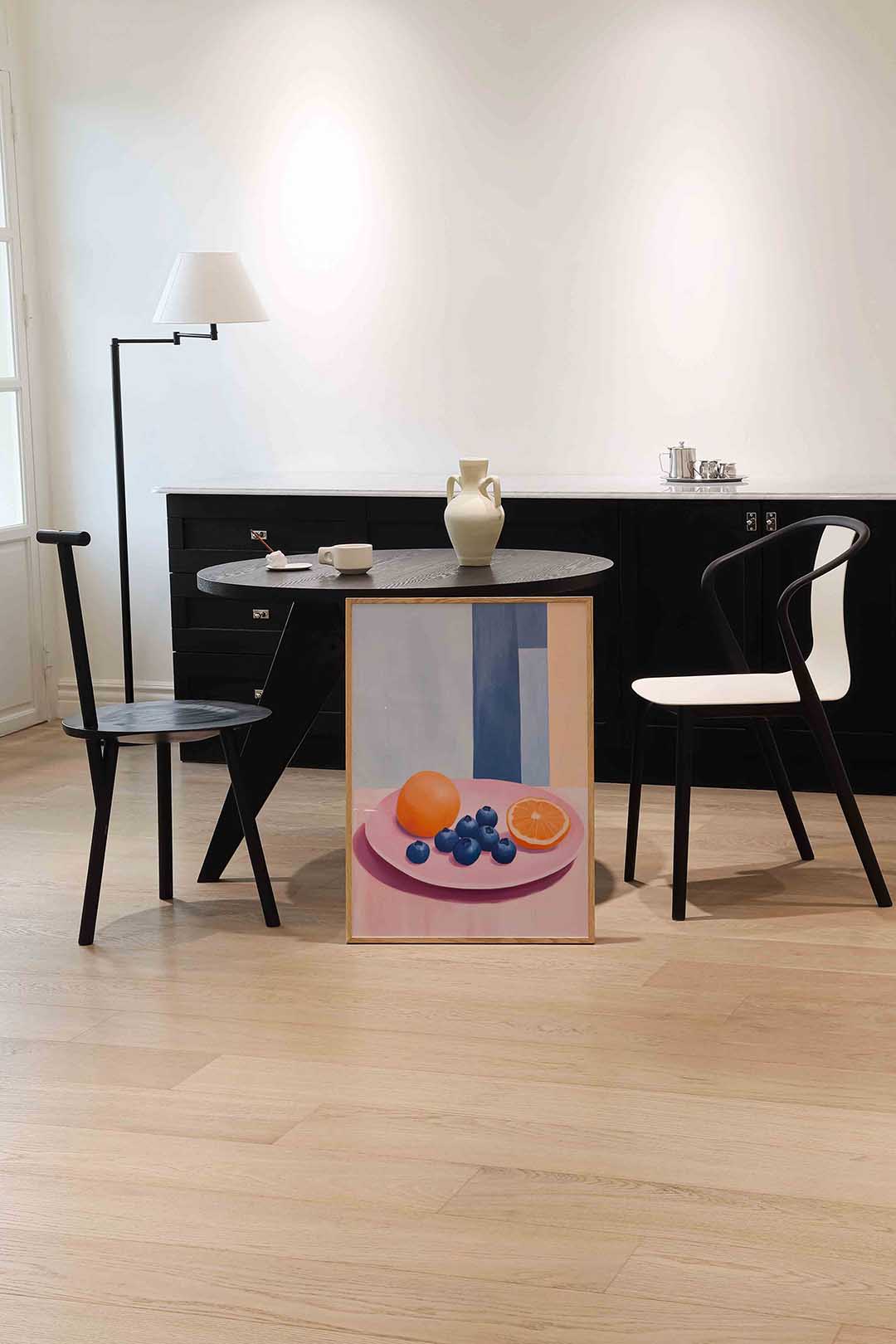 Fruit op roze bord – moderne wandkunst als portret poster
