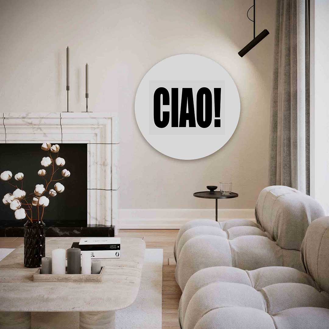 Ciao – abstracte textuur muurcirkel als wanddecoratie