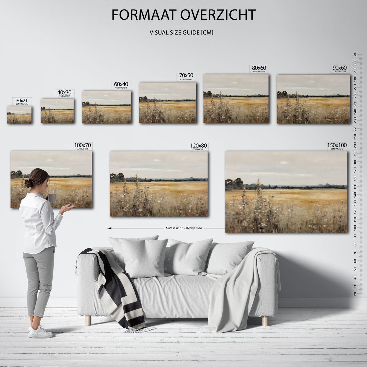Landschap met veld en bomen – landscape muurposter met eigentijdse illustratie