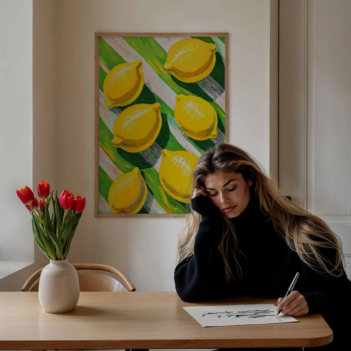 Zonnige Citroenen Kunstposter – keuken portret poster, afbeelding 7