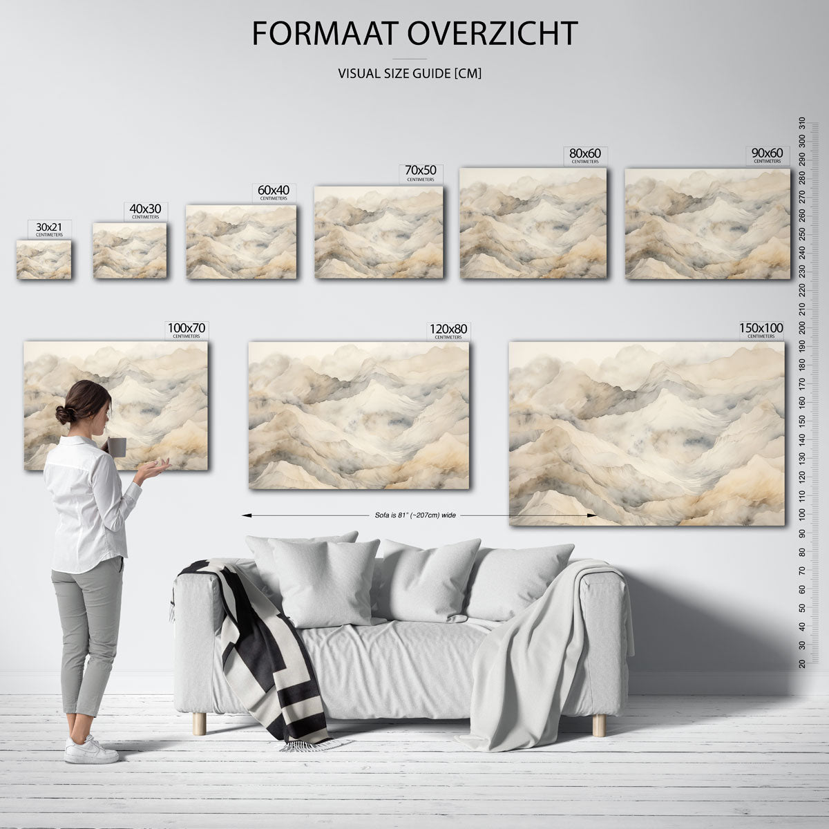 Berglandschap – liggende muurposter met abstracte vormen
