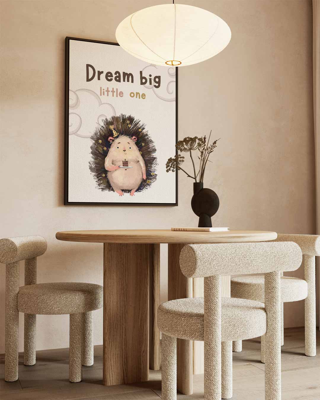 Dromerige Egel Kinderkamerposter – staand kunstwerk voor modern interieur