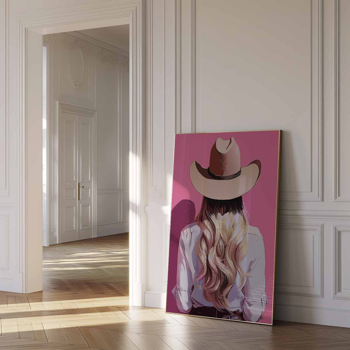 Stijlvolle Cowgirl – paas poster als vrolijke staande wanddecoratie