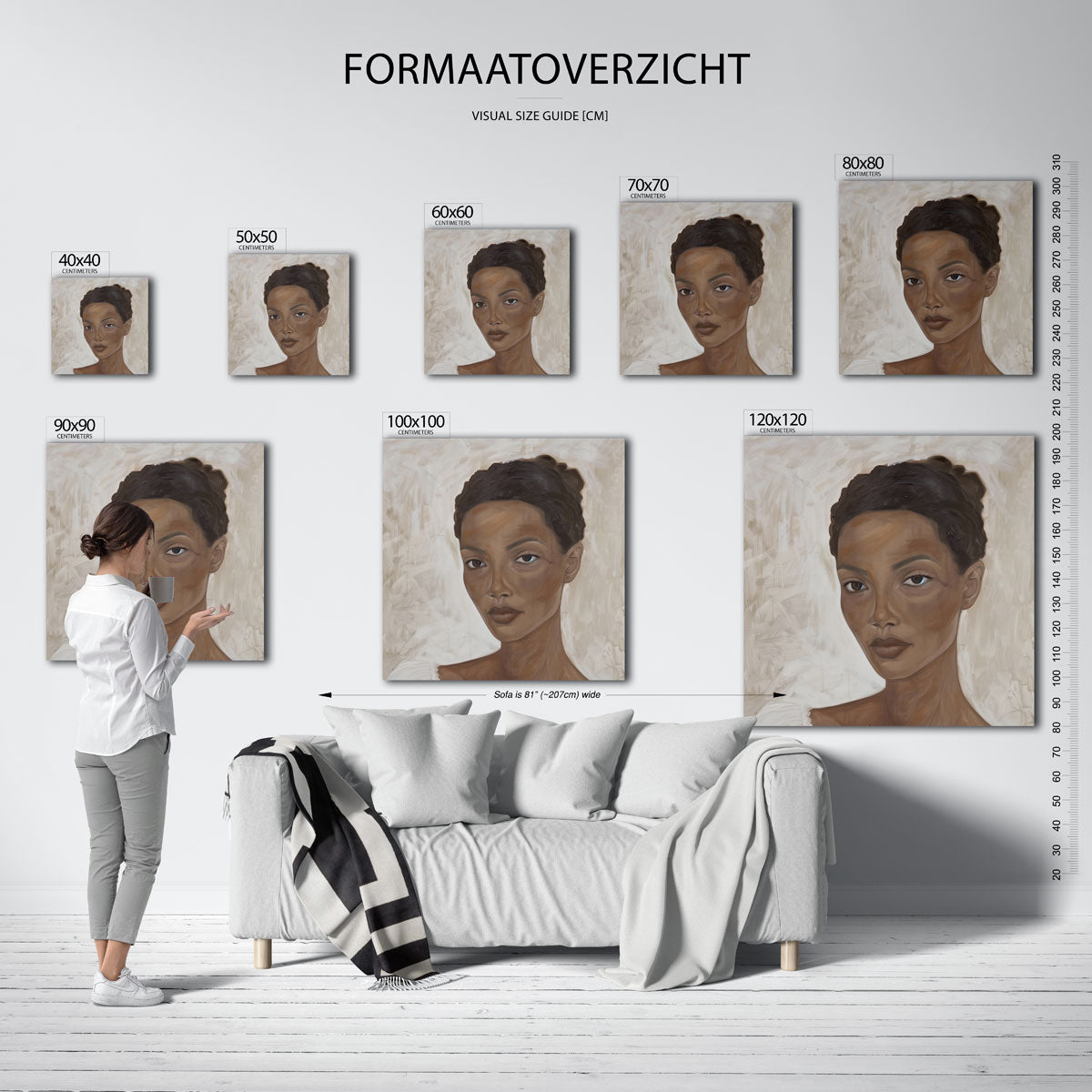 Portret van vrouw – vierkante muurposter met kunst en design