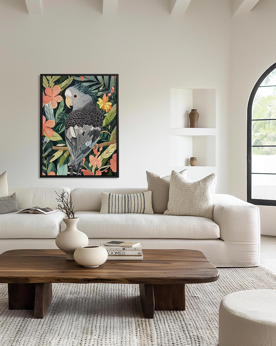 Vogel en bloemen – staand wanddecoratie kunstwerk