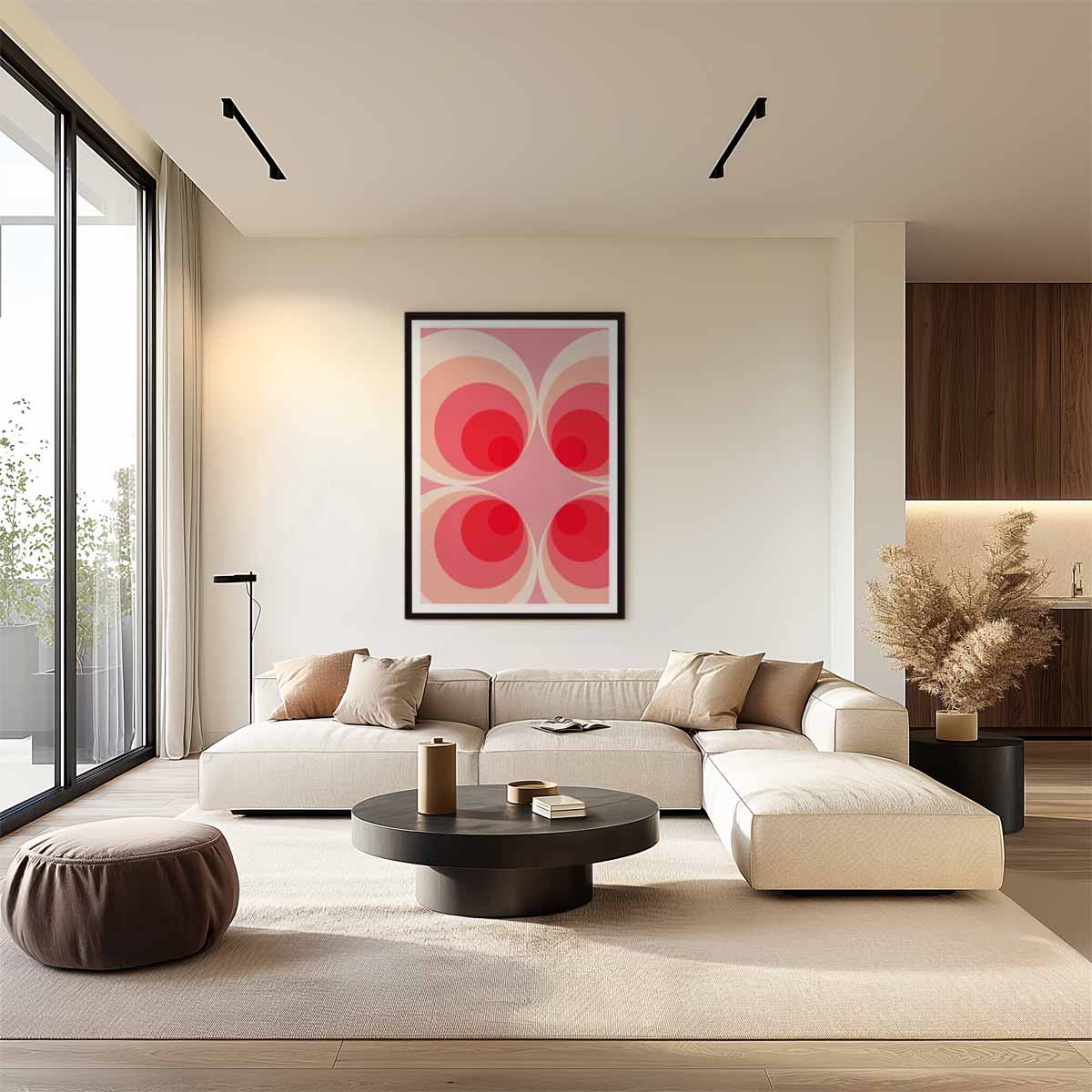 Retro Cirkelpatroon Kunstwerk – staand kunstwerk voor modern interieur