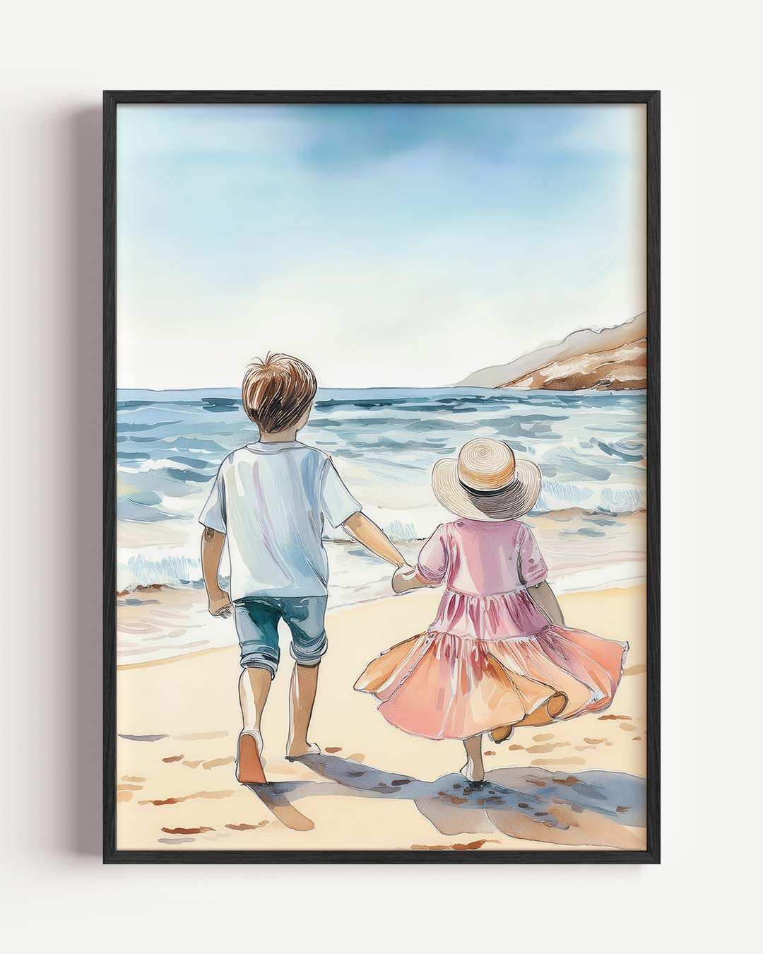Zomers Wandeling aan Zee – dieren portret poster als wanddecoratie