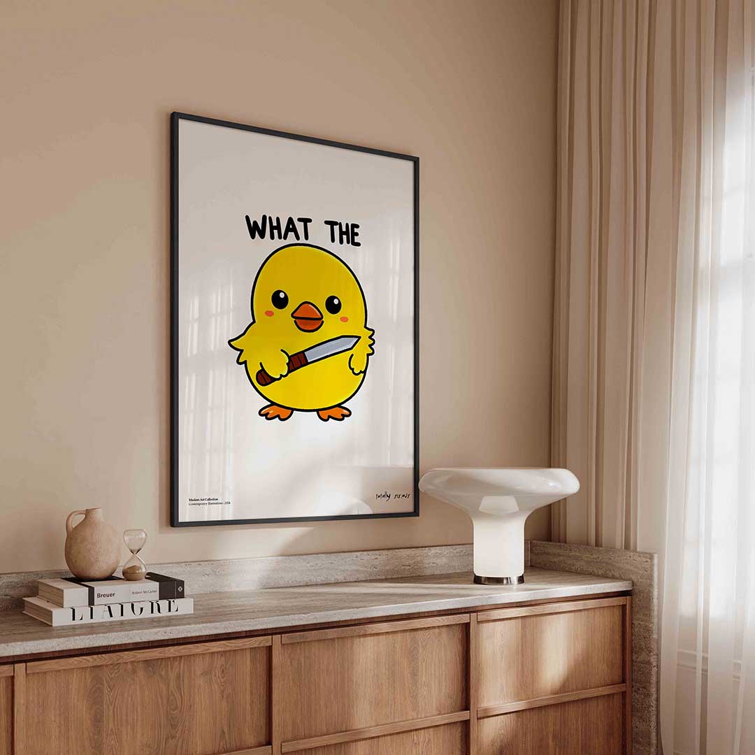 Kuiken met mes – urban poster in staand formaat