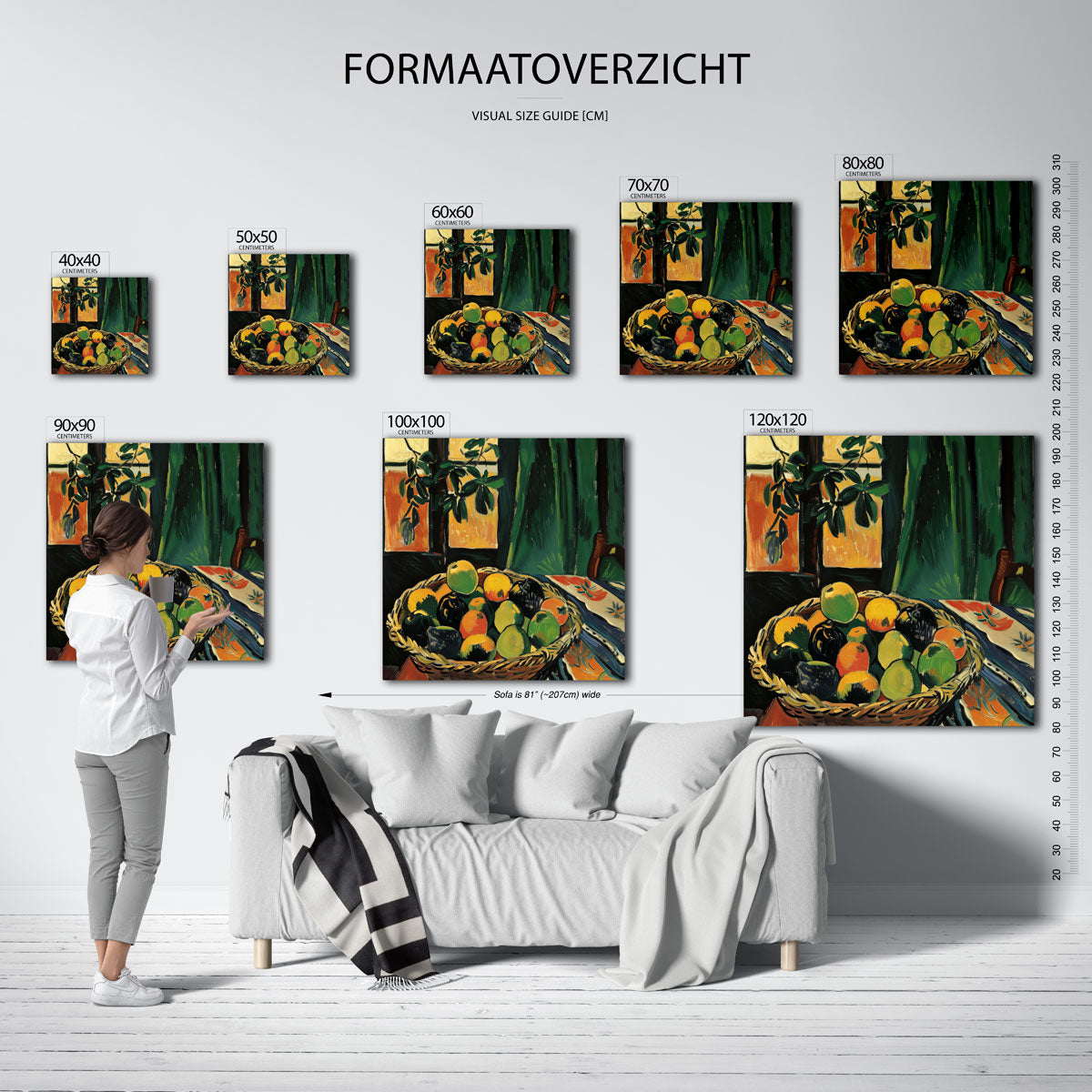 Mand met fruit – vierkante muurposter met kunst en design