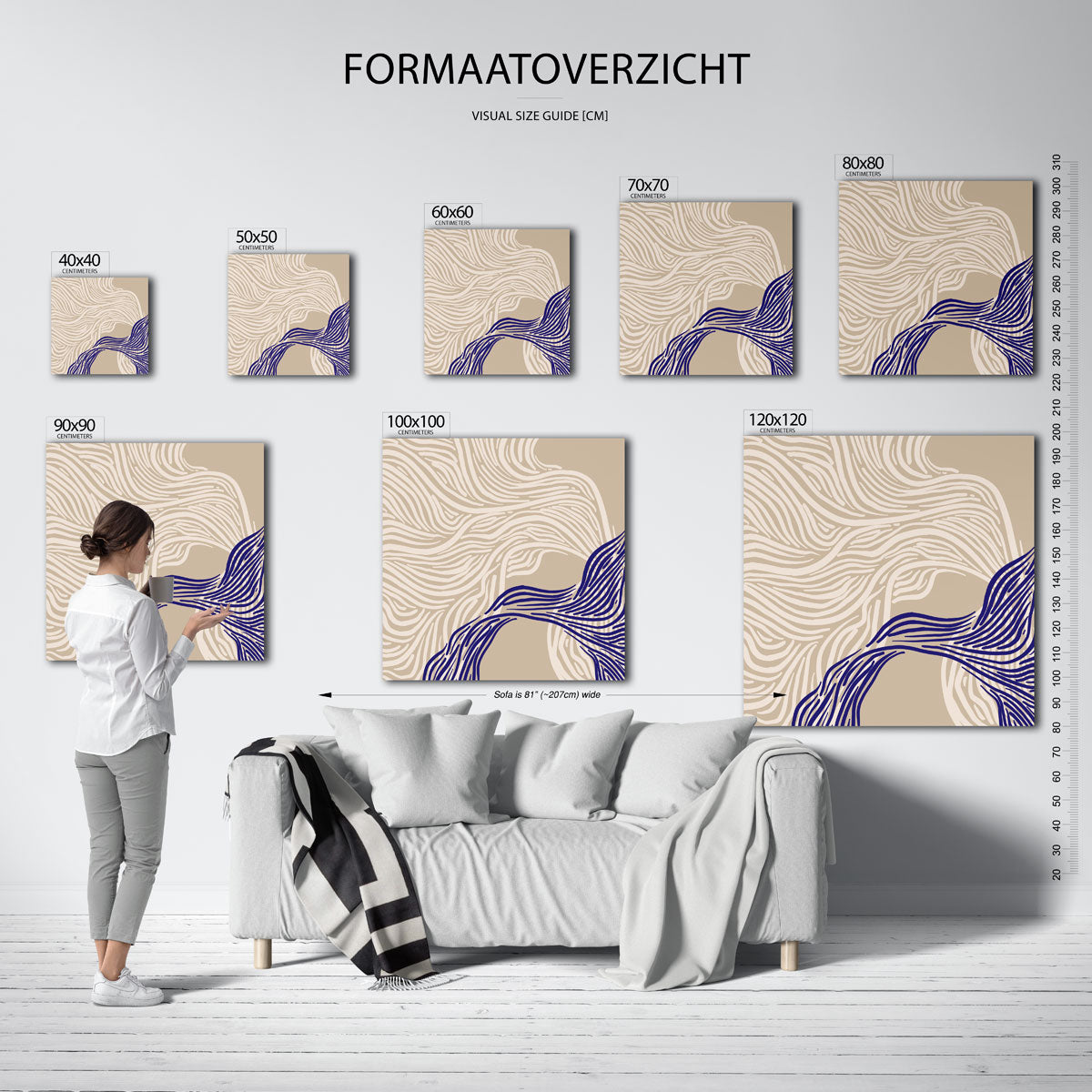 Lijnenpatroon – vierkante muurposter met abstracte vormen