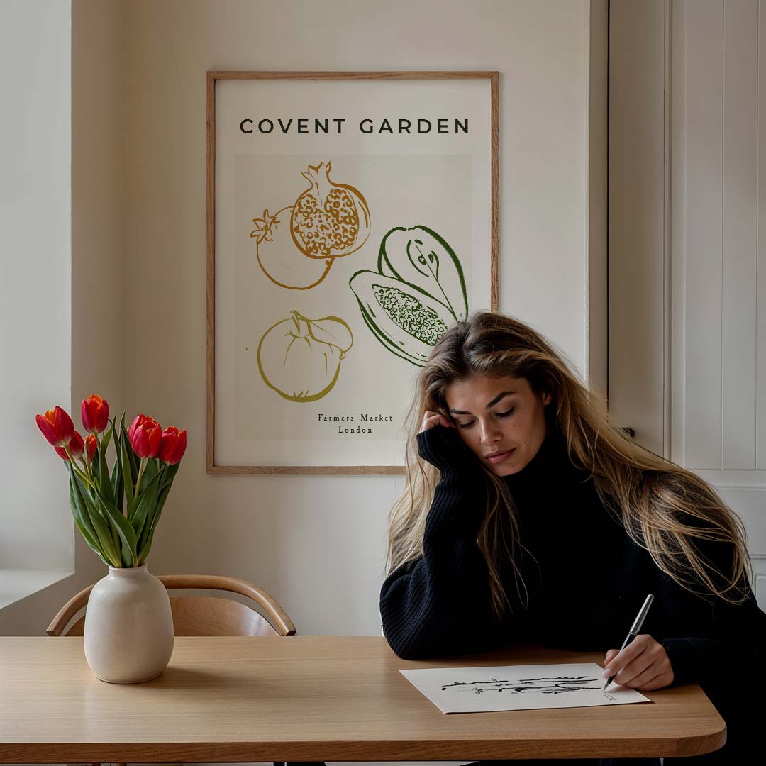 Covent Garden Farmers Market – culinaire wandkunst als portret poster