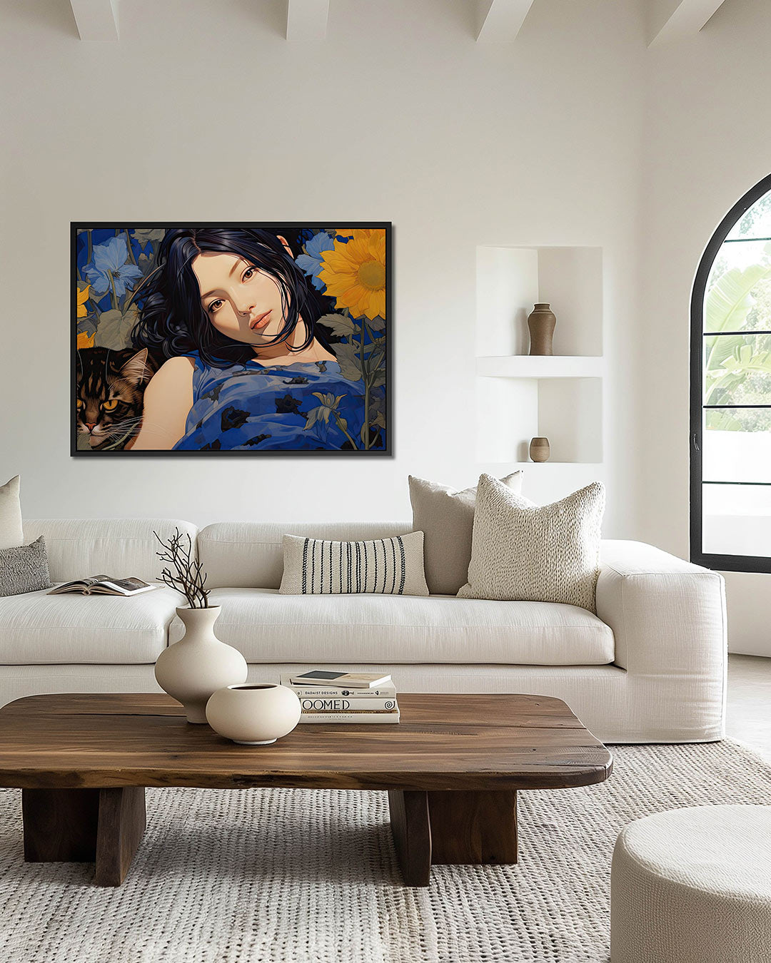 Dromerige bloemenportret – wanddecoratie in interieur