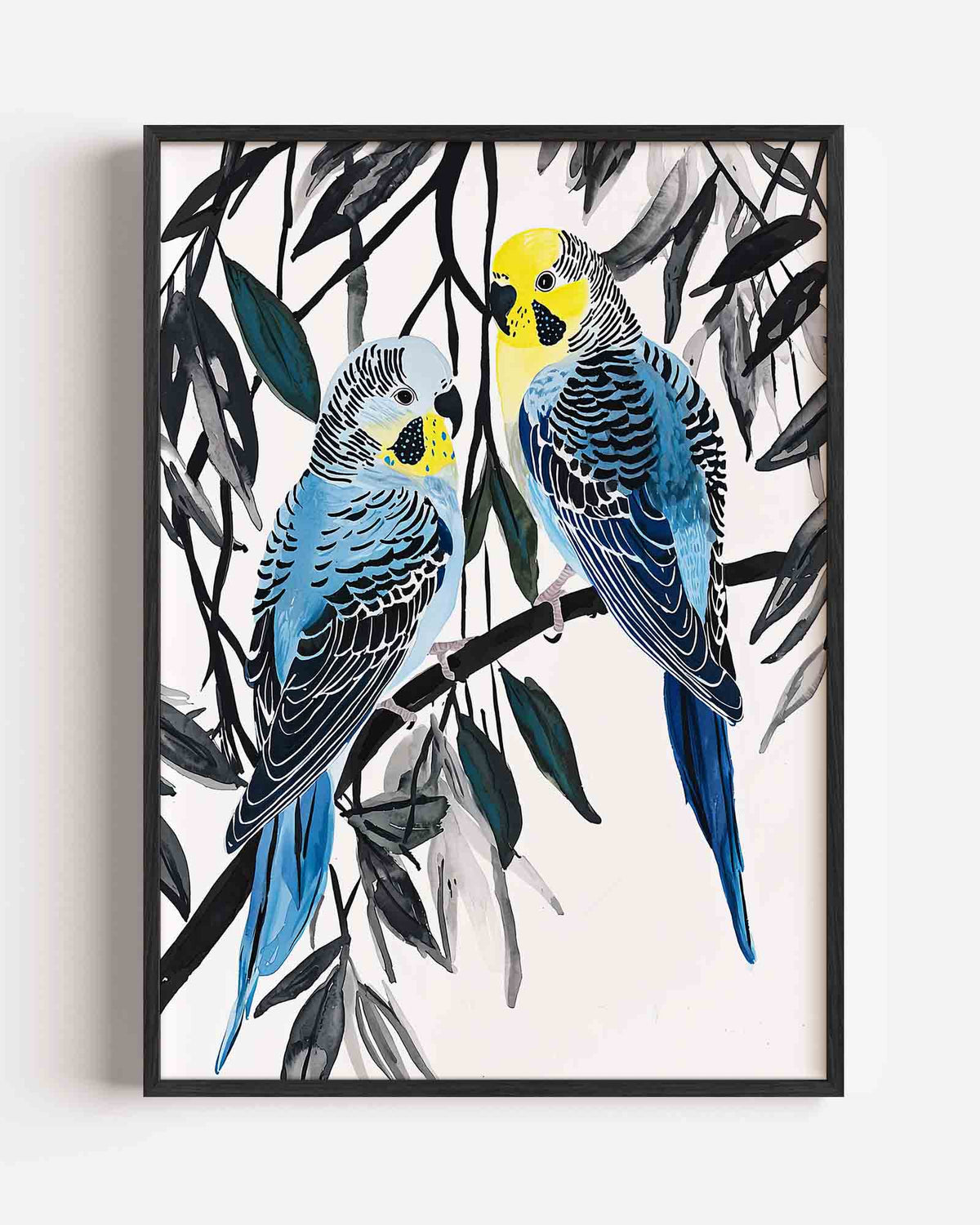 Papegaaien op tak – dieren portret poster als wanddecoratie