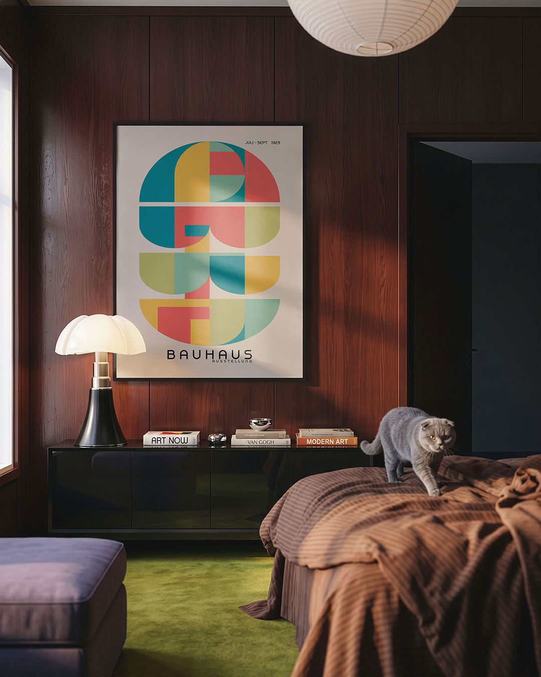 Vormritme en kleur – geometrische Bauhaus poster in staand formaat