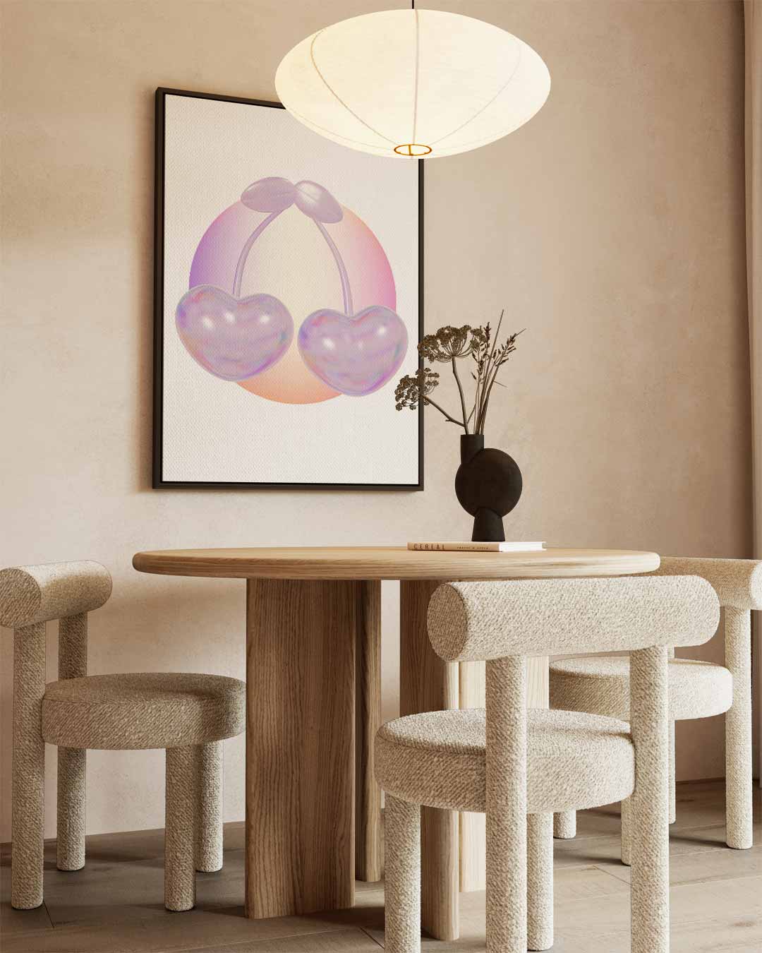 Glanzende Hartkersen – canvas wanddecoratie in portret formaat