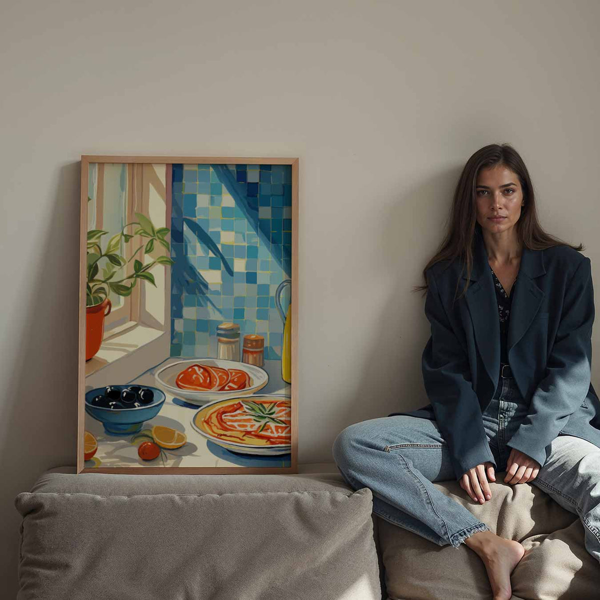 Mediterrane Keuken Charme – staande keuken wanddecoratie van WallArtistic