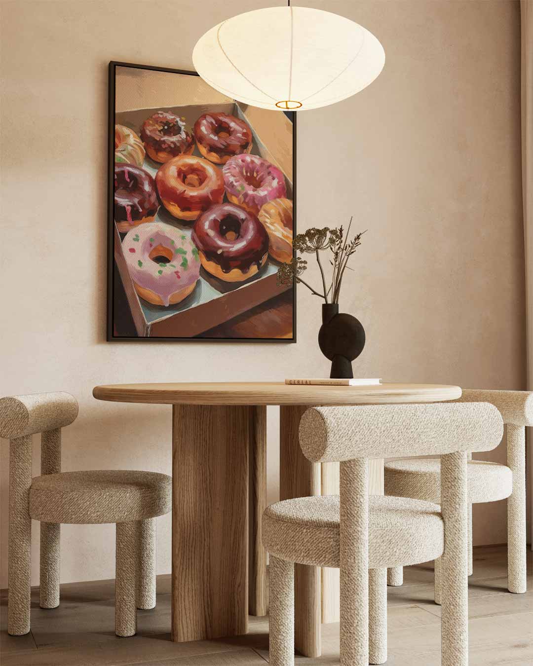 Kleurrijke Donutbox – canvas wanddecoratie in portret formaat