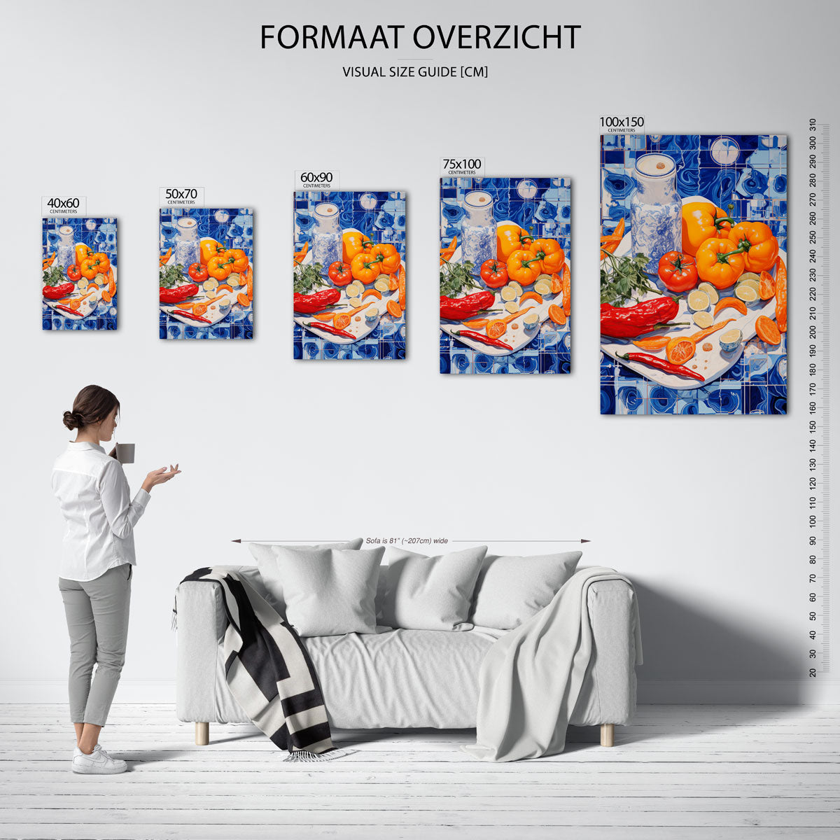 Interieur scène – staand wanddecoratie kunstwerk