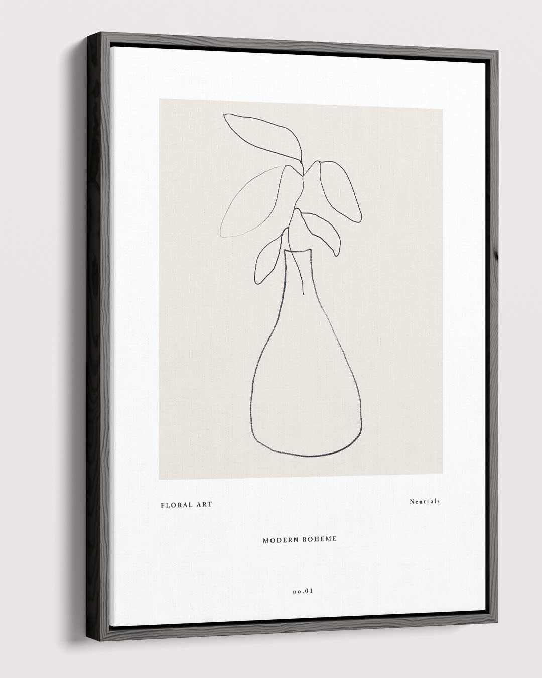 Minimalistische Botanische Vaastekening – canvas wanddecoratie in portret formaat