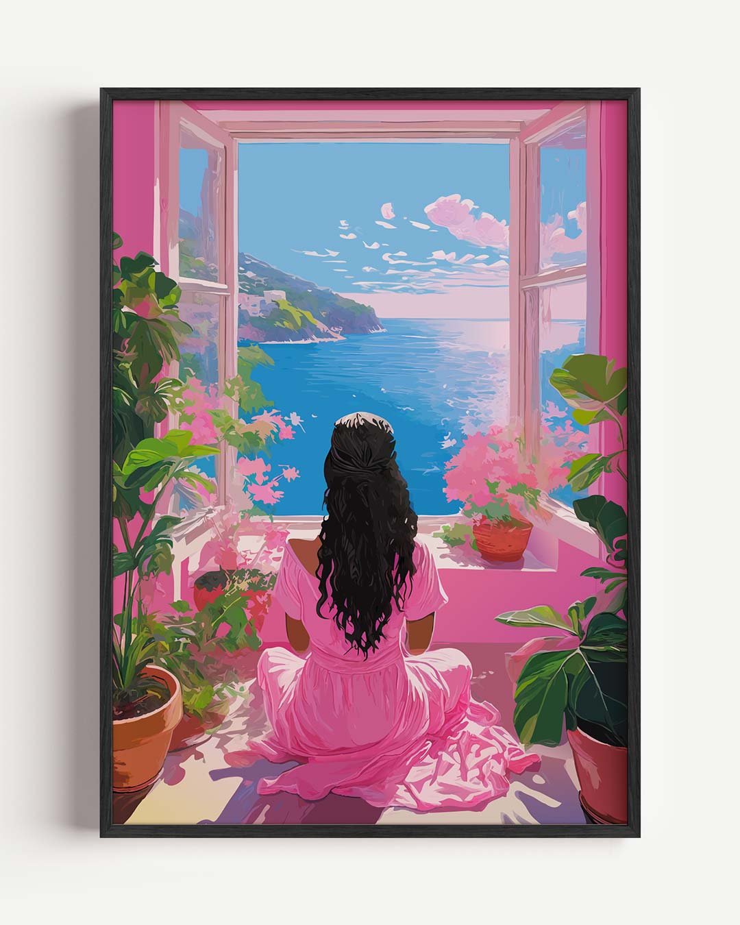 Dromerig Uitzicht aan Zee – zomer portret poster als wanddecoratie
