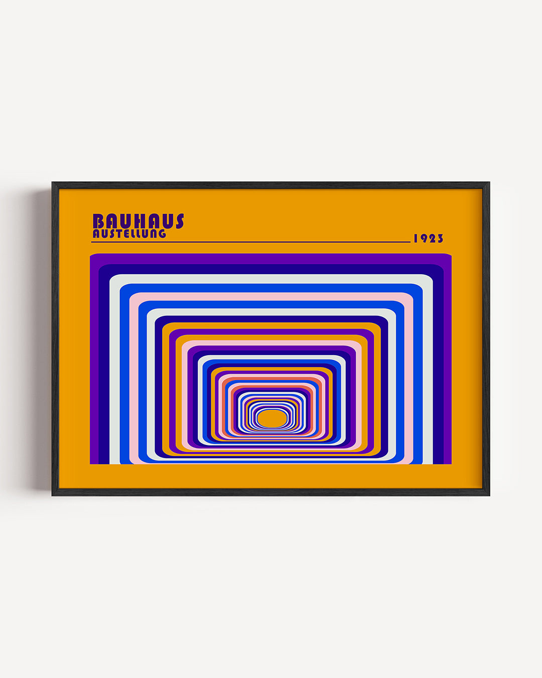 Kleurrijke lijnenspiralen – liggende Bauhaus poster als wanddecoratie