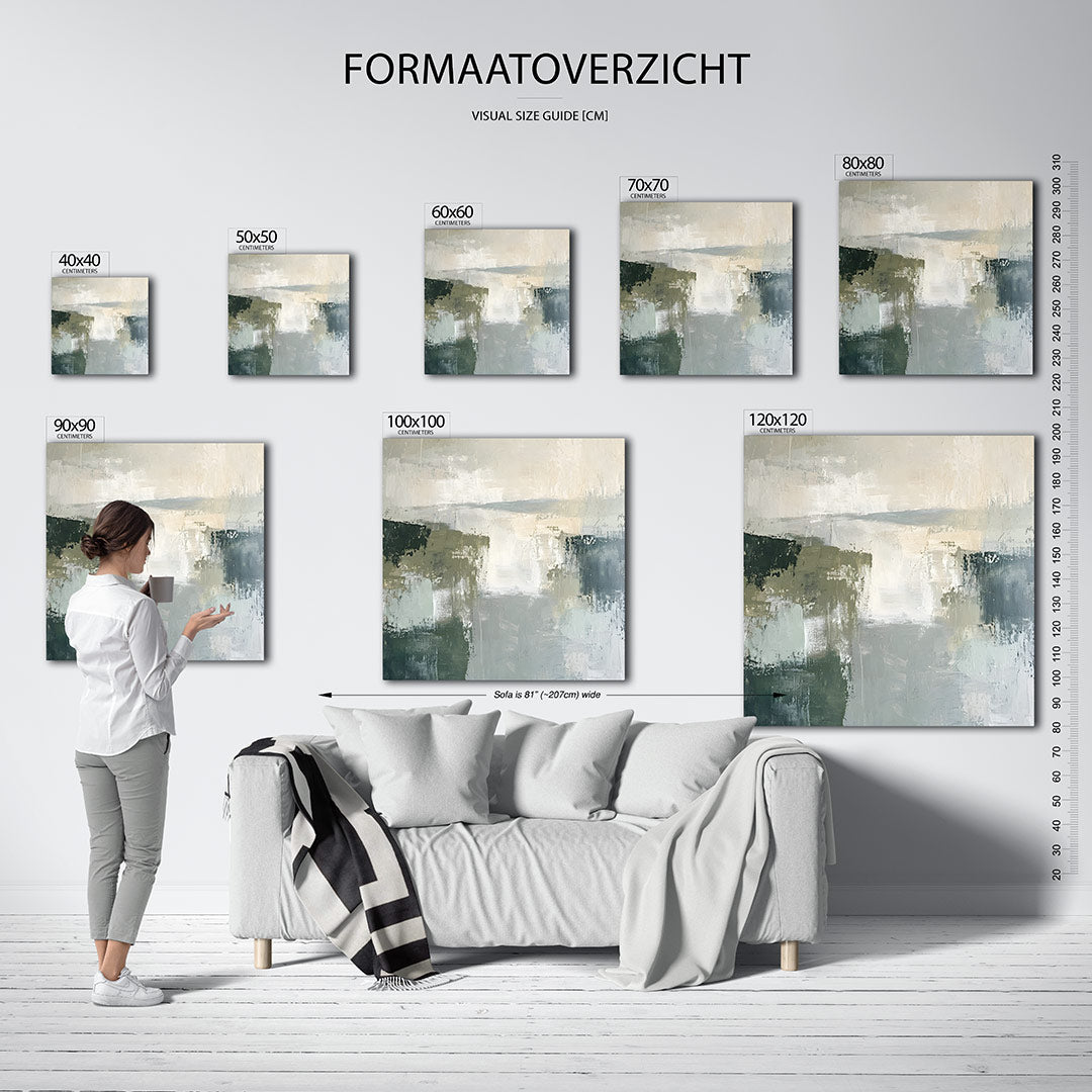 Rustige kleurencompositie kunstwerk – materiaalweergave – dit werk toont een serene mix van zachte kleuren en vloeiende