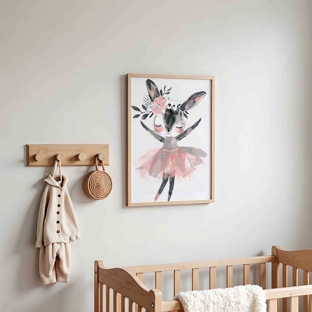 Dansend konijn – kinderposter in staand formaat