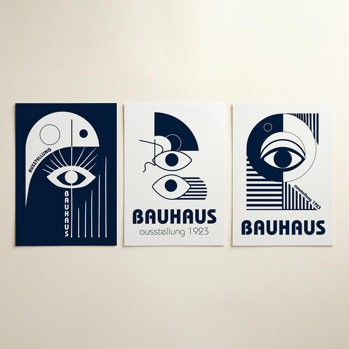 Oog en lijnen posterset – detailweergave – deze posterset in drie delen toont een opvallend oog met strakke lijnen en