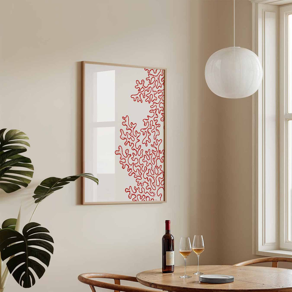 Rode Koralen Kunstposter – zeedieren poster in staand formaat