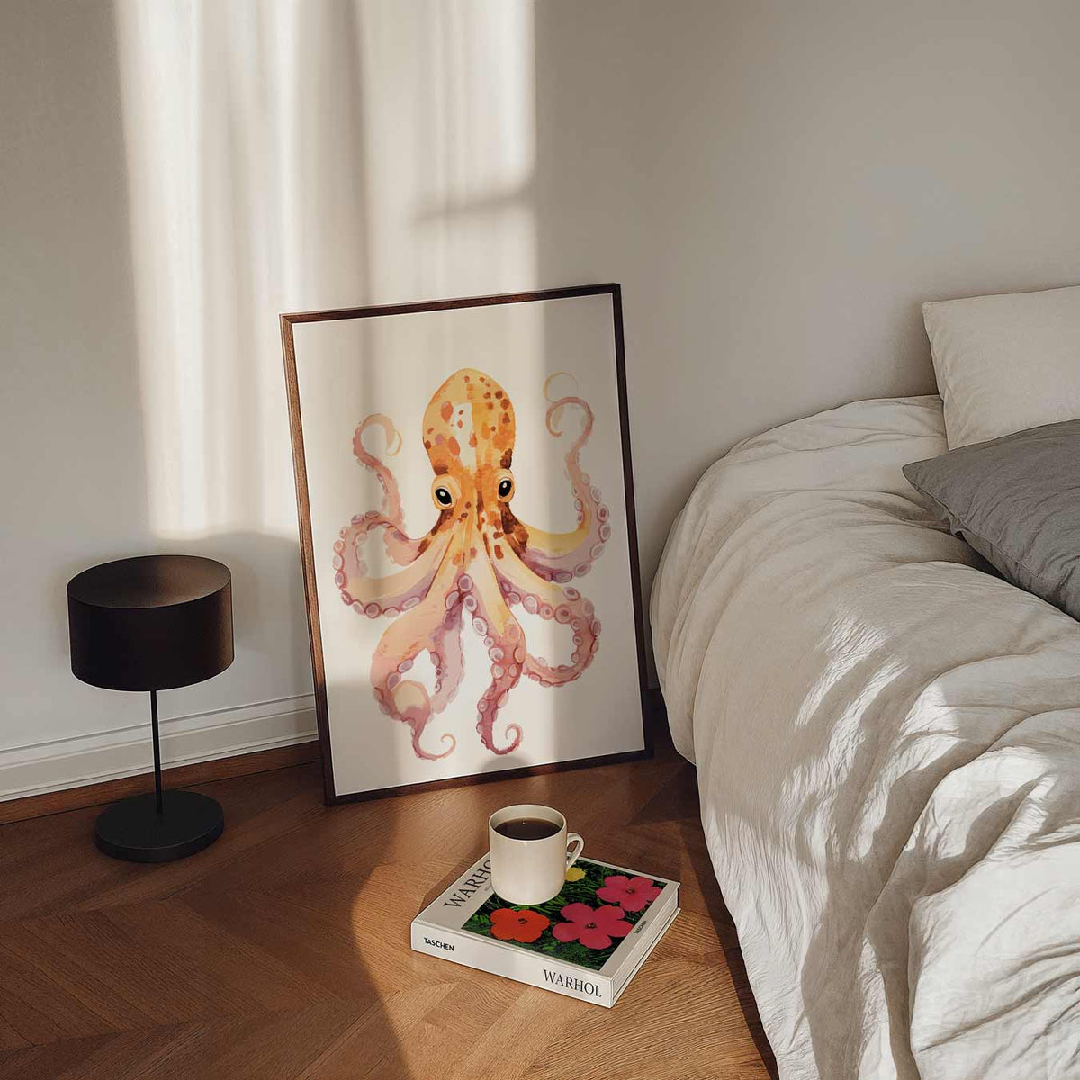 Vrolijke Octopus Kunstposter – staande dieren wanddecoratie van WallArtistic