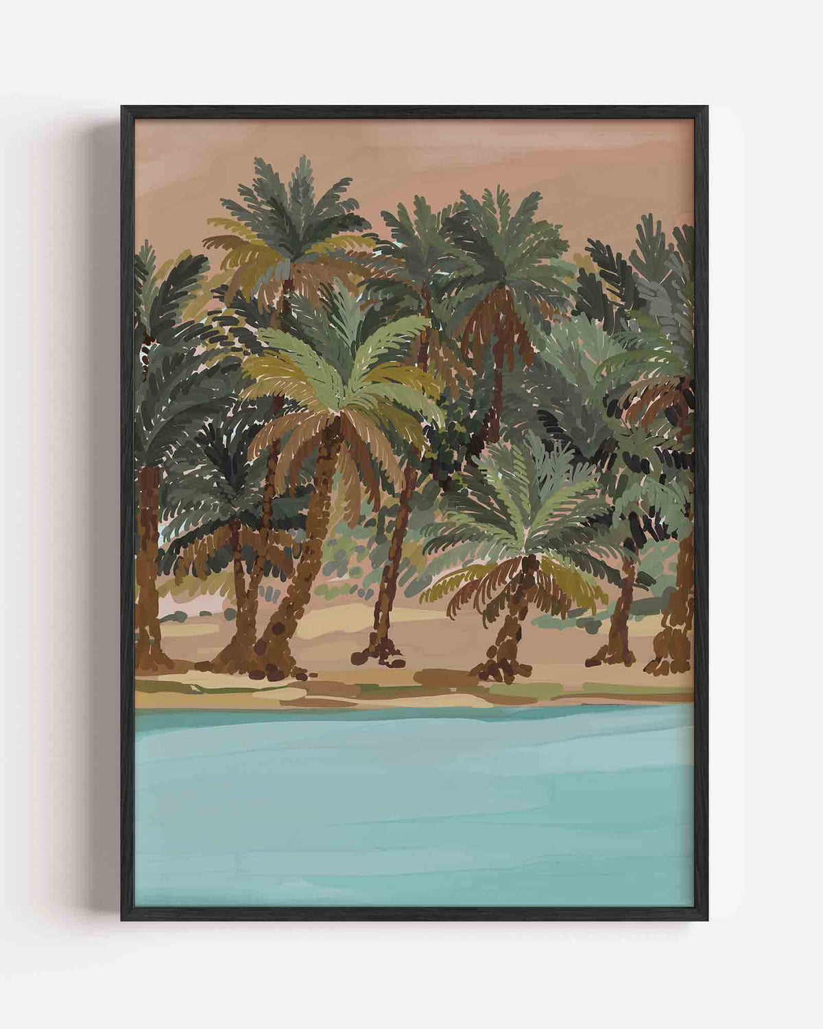Palmbomen en water – hedendaagse illustratie portret poster als wanddecoratie