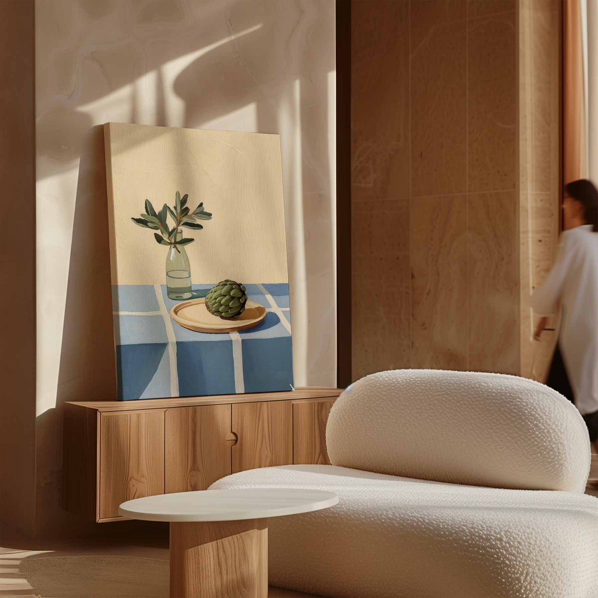 Stilleven met Artisjok en Fles – staand kunstwerk voor modern interieur
