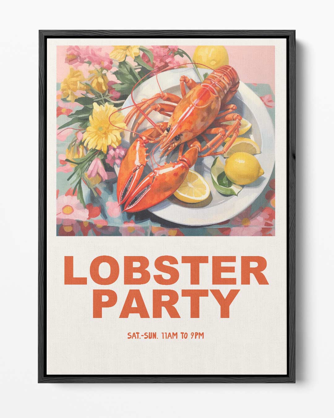 Lobster Party Poster – portret kunstwerk als wanddecoratie