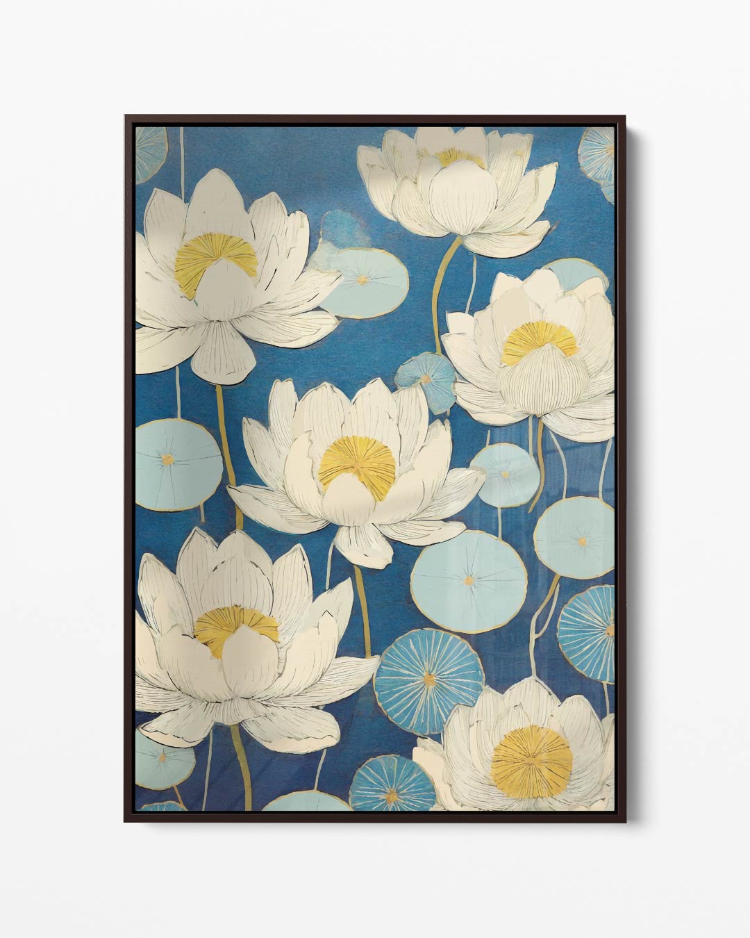 Blauwe Lotus Dromen – portret kunstwerk als wanddecoratie