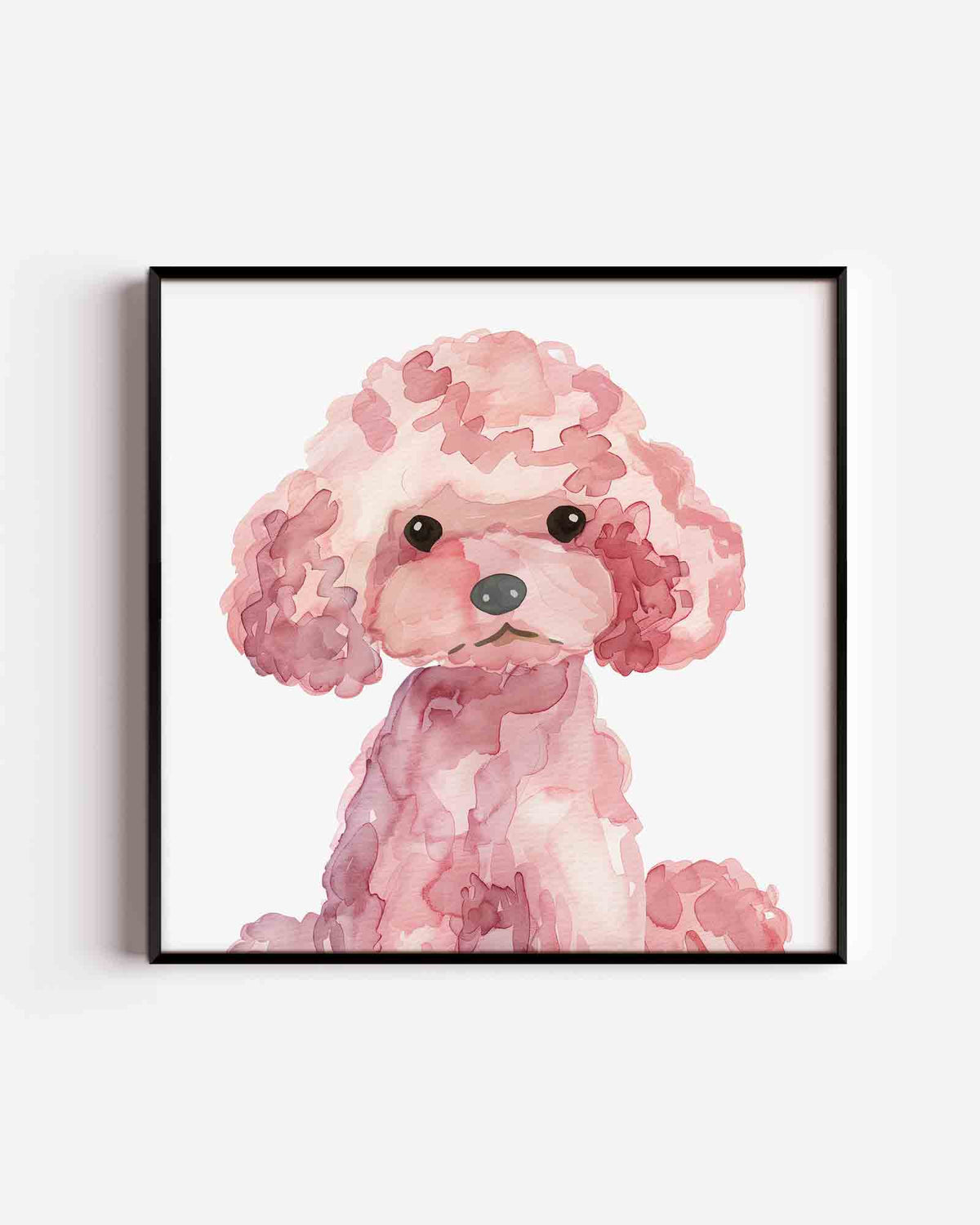 Roze poedel – vierkante kinderposter als wanddecoratie