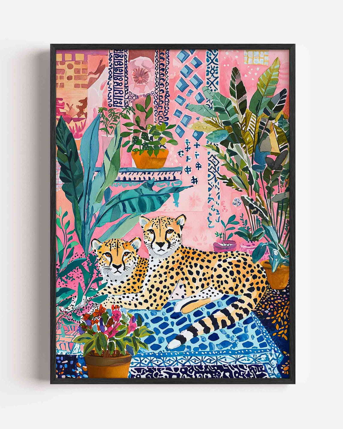Luipaarden en planten – dieren portret poster als wanddecoratie