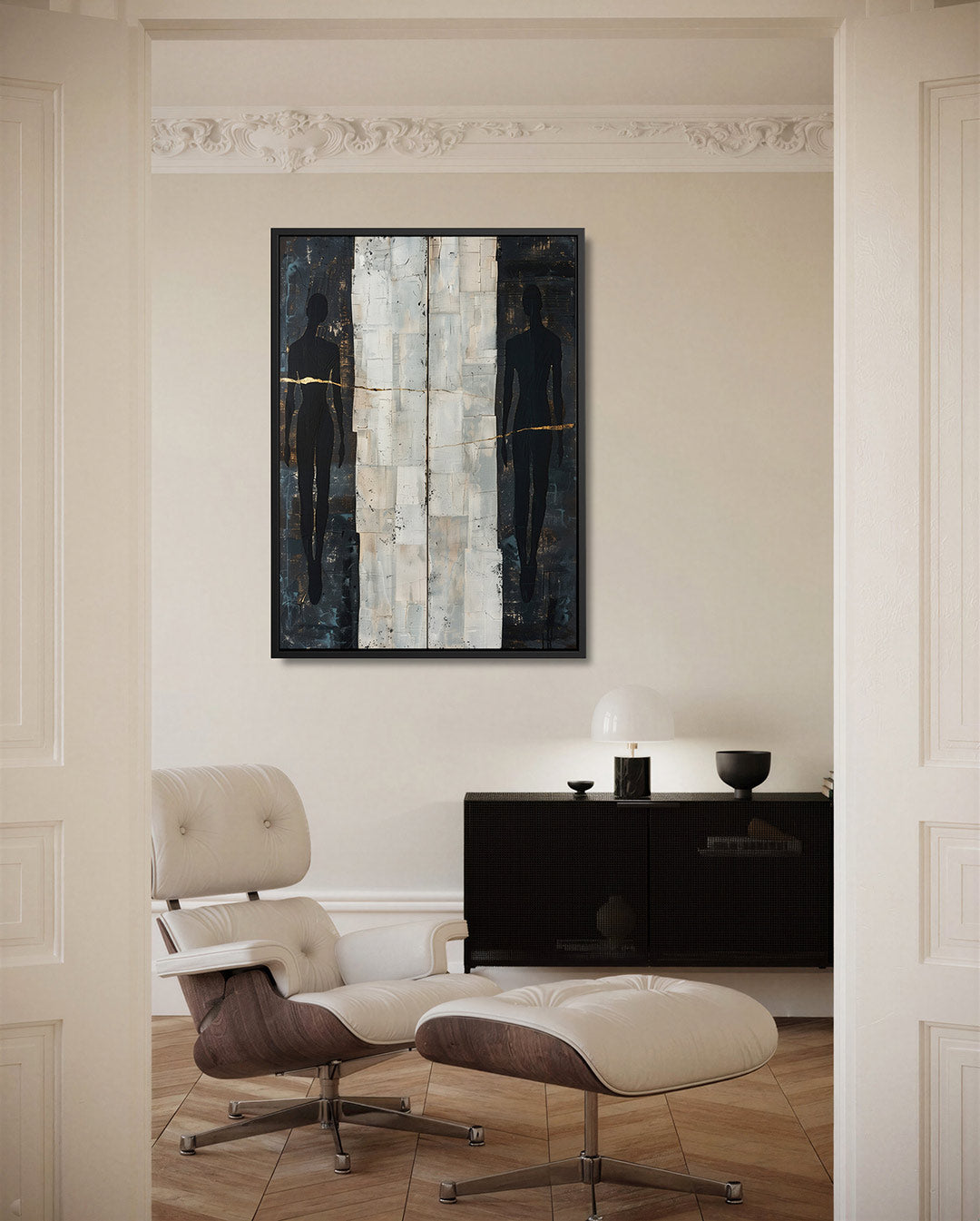 Silhouetten en texturen – moderne staande wandkunst