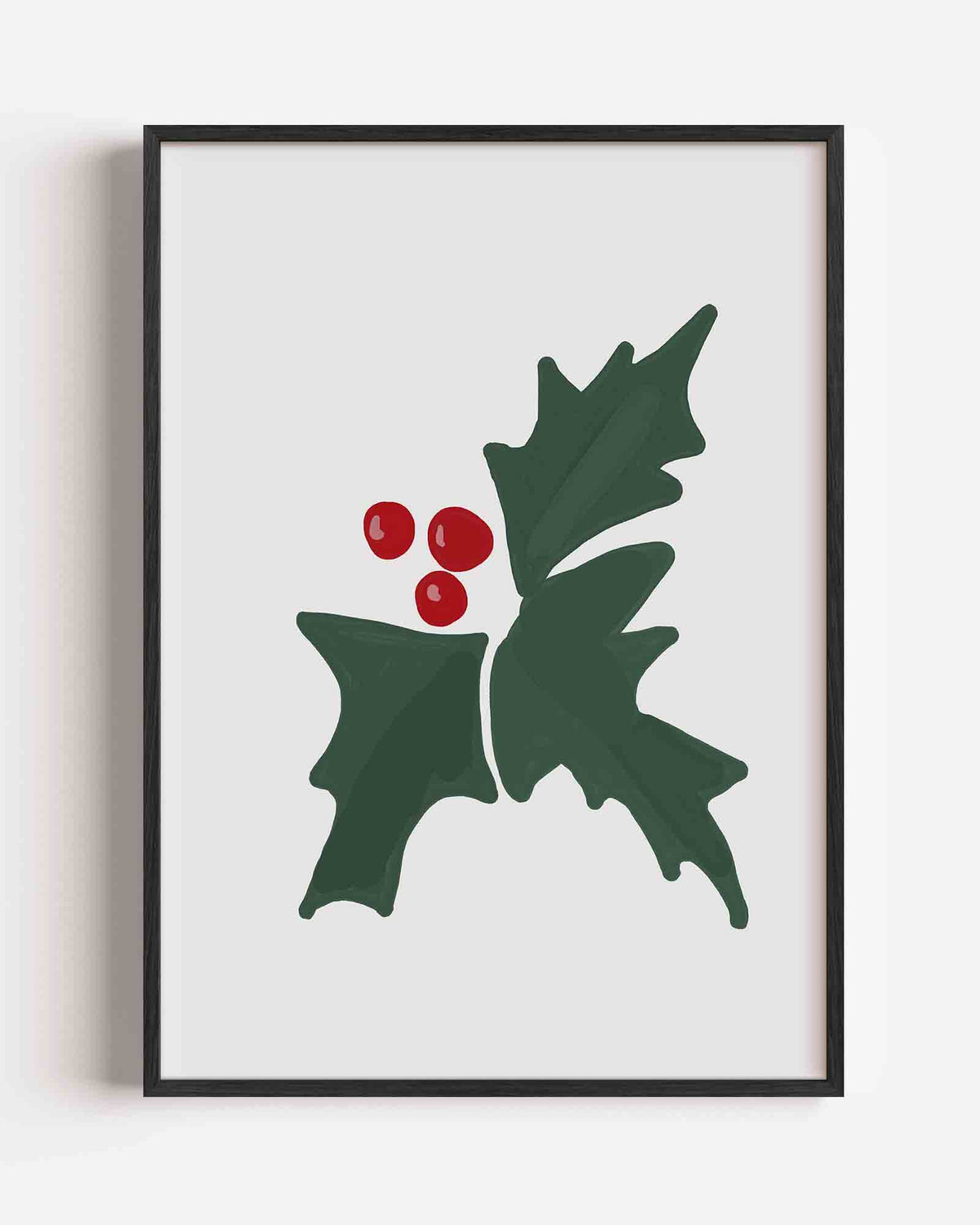Hulstbladeren en bessen – kerst portret poster als wanddecoratie