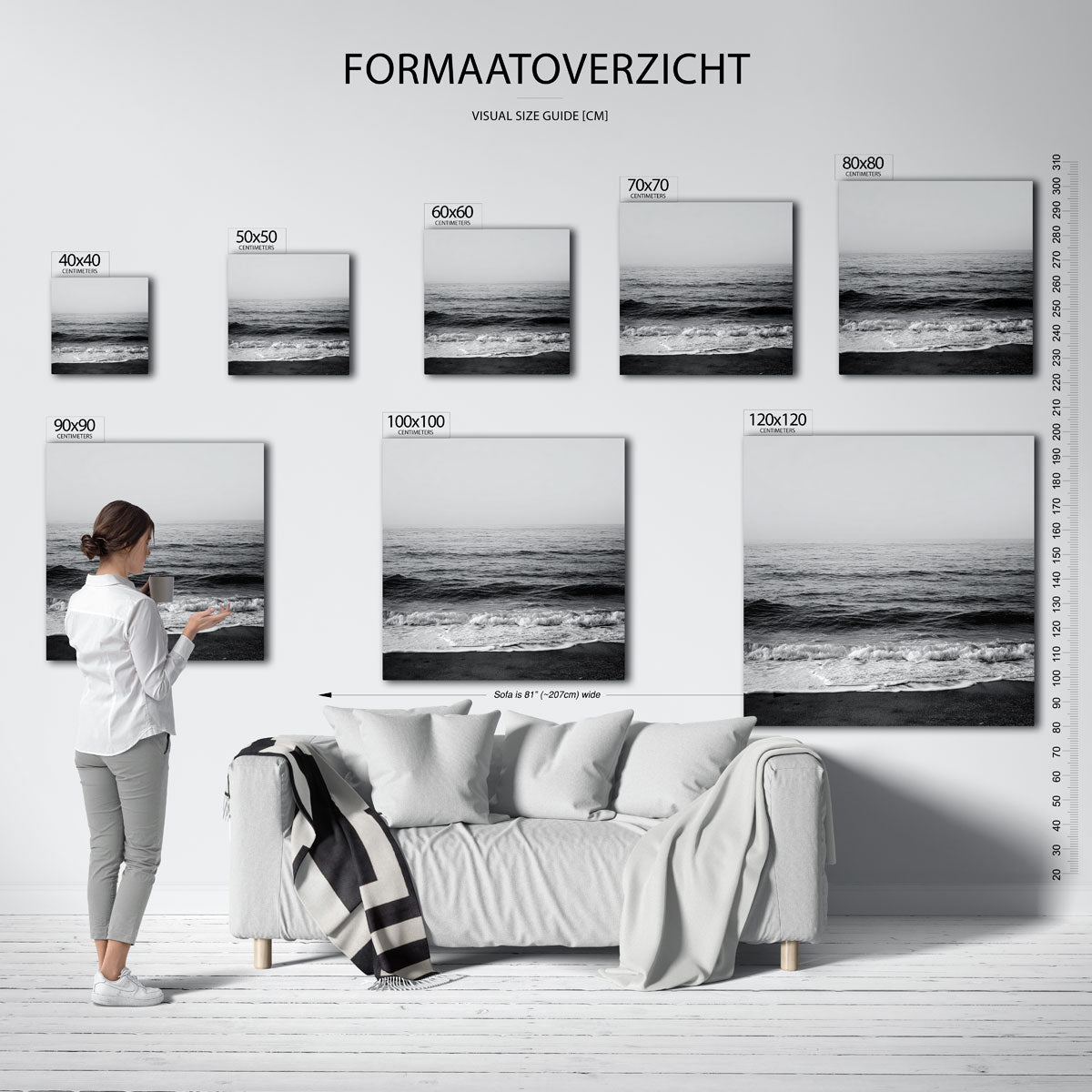 Golven en horizon – tropische wandkunst als vierkante poster