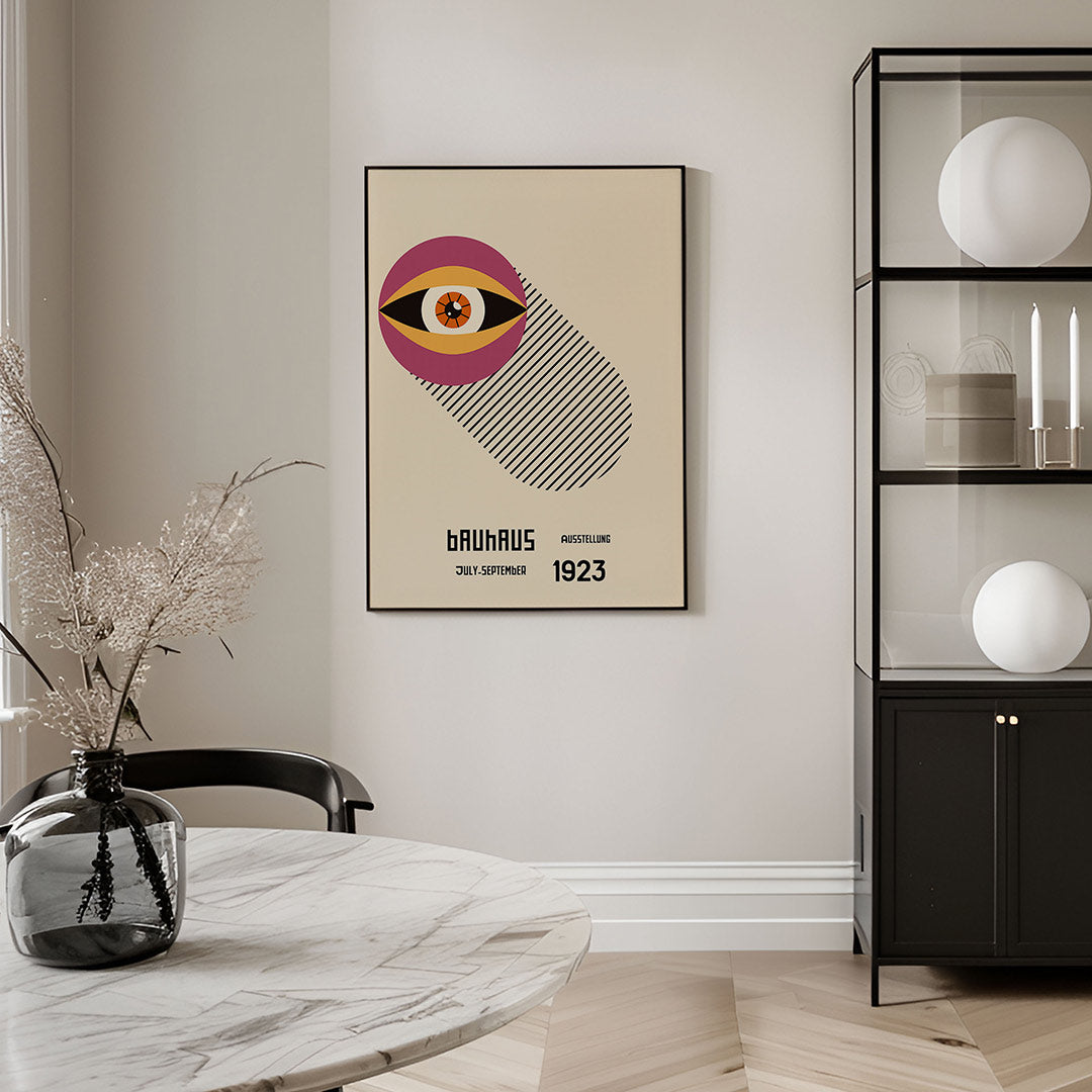 Oog en lijnen – geometrische Bauhaus poster in staand formaat
